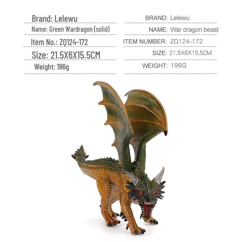 Warcraft Dragon Model Toy: Fire Rock & Stone Dragon, Movable Jaw, Dinosaur Ornament