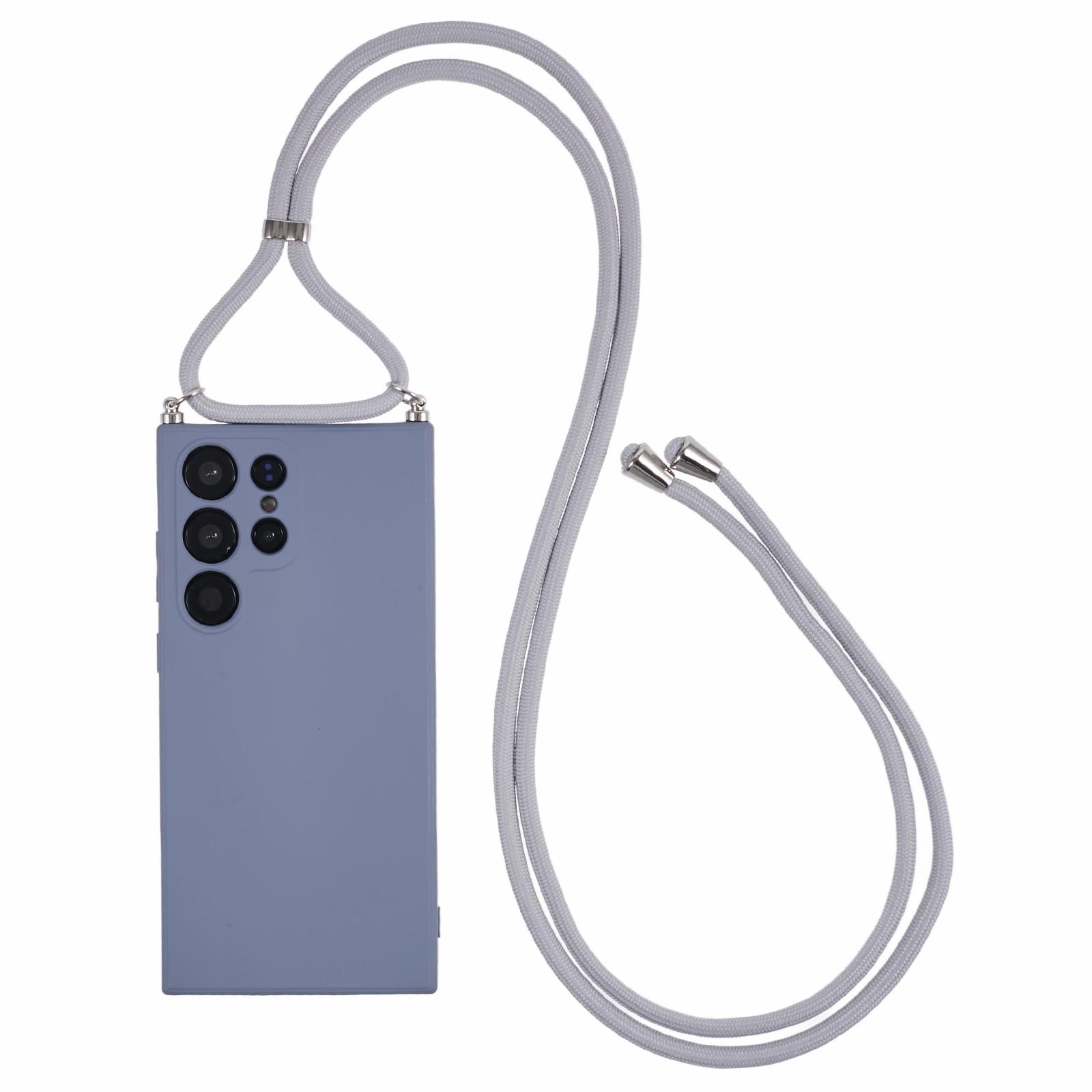 

For Samsung Galaxy S23 Ultra Crossbody Case Flexible TPU Fiber Lining Anti-Shock Phone Cover C