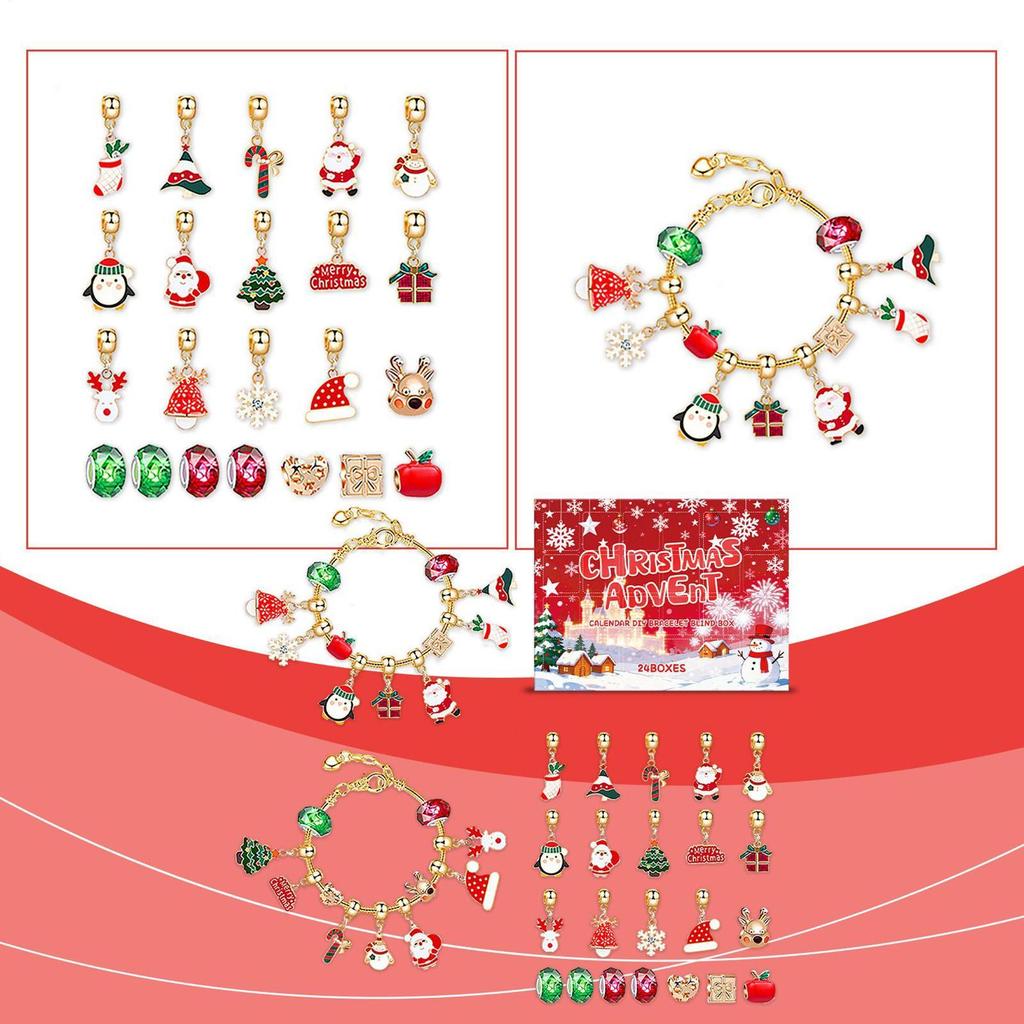 New Christmas Advent Calendar 24 Grid Countdown DIY Bracelet Advent Blind Box Christmas Decoration Surprise Blind Box Gifts