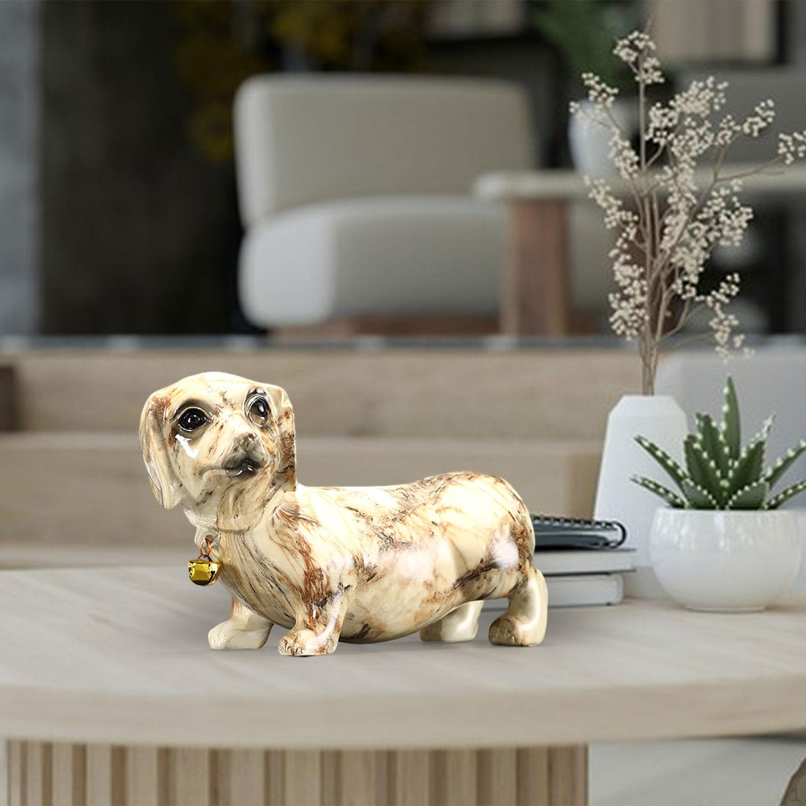 Очаровательная фигурка таксы из смолы - стильная скульптура собаки для домашнего акцента жёлтый