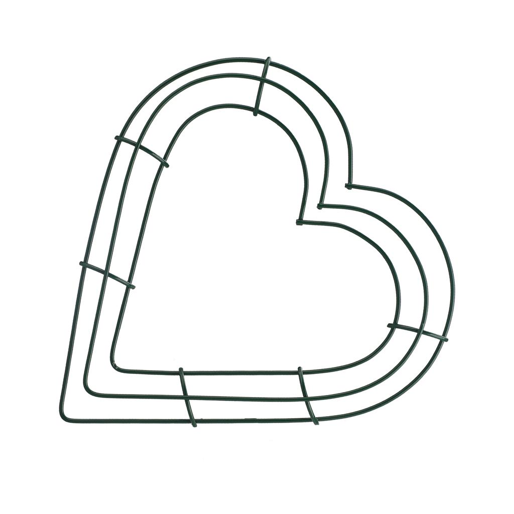 Heart Shaped Wire Wreath Frame Wall Hanging Green Wire Ring For Valentines Day Wedding Home Decor