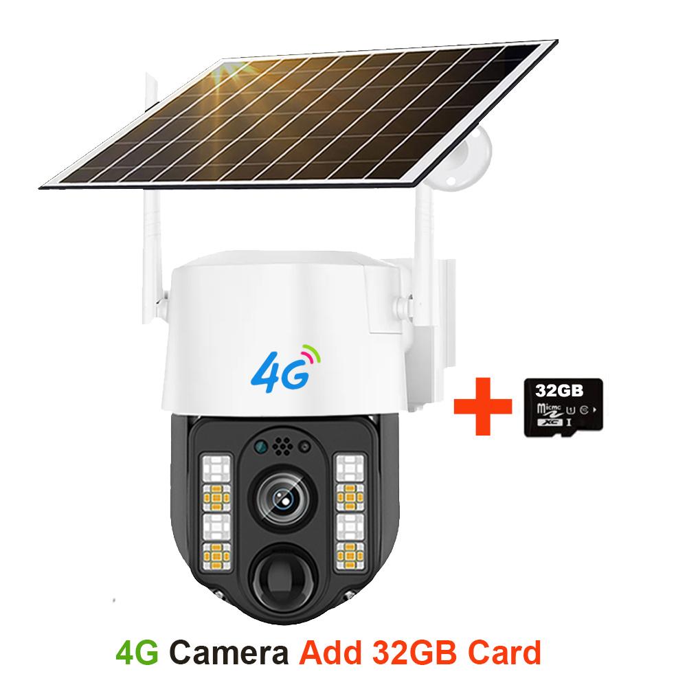 Solar-powered Surveillance Camera, Outdoor Waterproof, Wide-angle 10x Zoom, WIFI/4G Automatic Tracking Security Camera