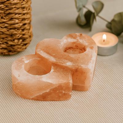Himalayan Salt Candle Holder Double Heart 1kg