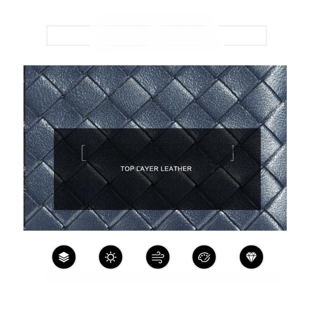 Všestranná kožená peněženka na karty s více sloty, dámská mincovka, tkaná peněženka na karty z ovčí kůže, držák na vizitky