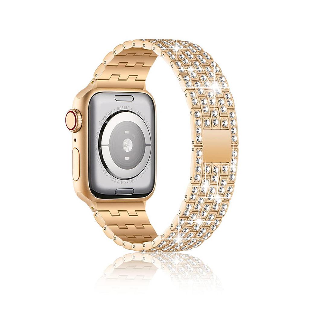 Diamantarmband för Apple Watch ultra 49mm 46mm 42mm 45mm 41mm klockarmband skyddsfodral för iWatch 10 9 8 7 6 se Metallarmband