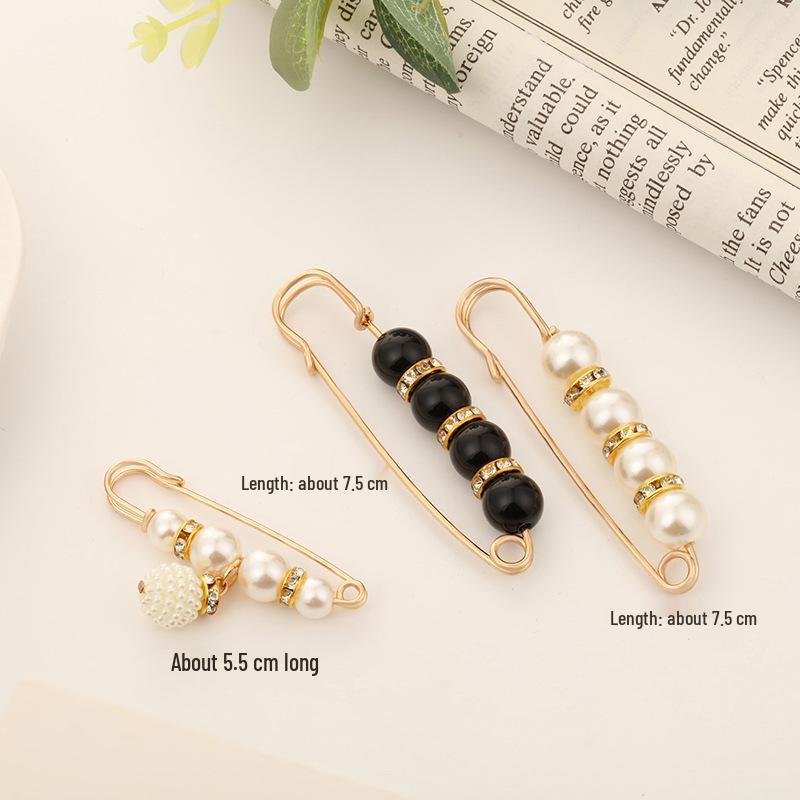 Pearl Waist Cinching Pin Set – Safety Pin Brooch for Women's Clothing