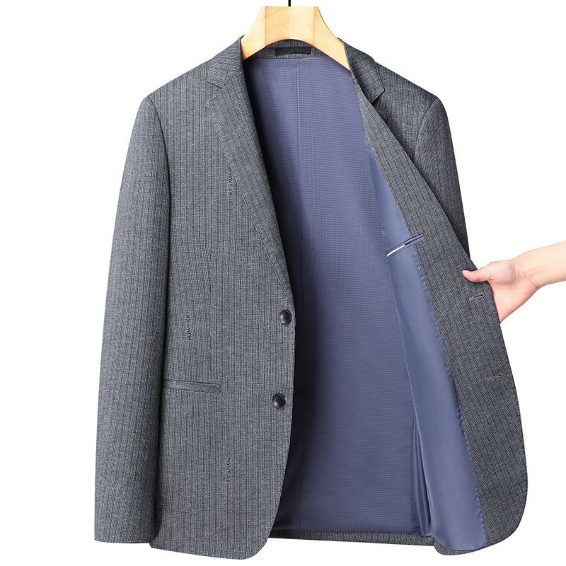 Spring and Autumn Thin Men's Suit Korean Version Slim-fit Elastic Non-ironing Striped Suit