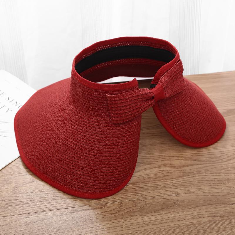 Summer Straw Hat For Women Foldable Wide Large Brim Bowknot Visors Hat Travel Sun Hat Chapeau Femme Beach UV Protection Caps