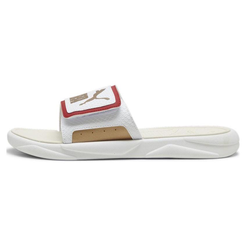New PUMA Royalcat Comfort Slides 'White Red Gold' 395423-01