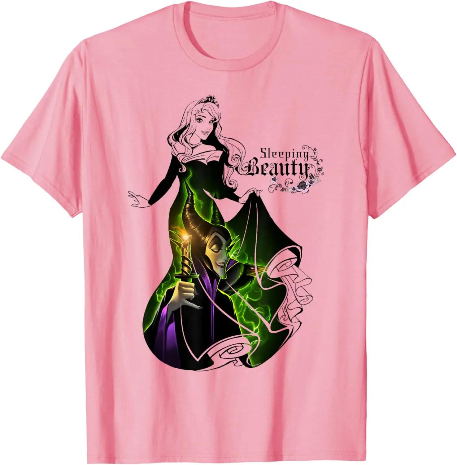Fashion Casual Disney Sleeping Beauty Aurora Dress with Maleficent T-Shirt S-4XL Summer XXXL