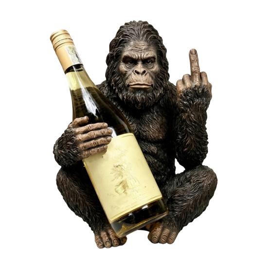 Gorilla Middle Finger Wine Bottle Holder Funny Gorilla Statue Liquor Bottle