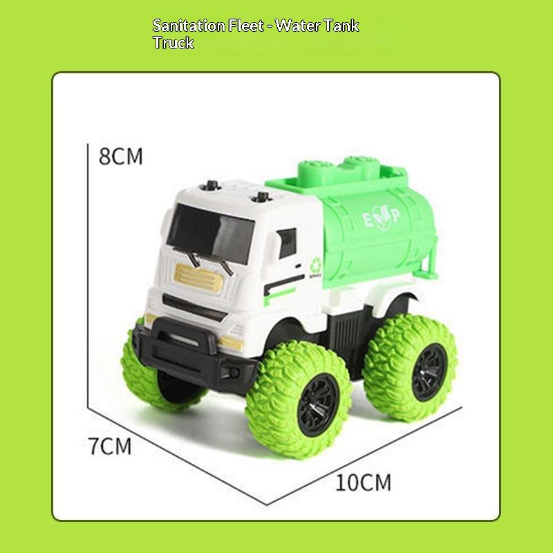 1Pcs Inertia Simulation Truck Toy Engineering Military Fire Sanitation Vehicle With Big Tire For Kids Play Birthday Gift