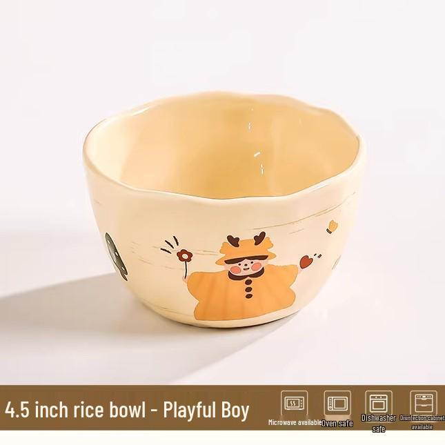 2025 Cute Ceramic Tableware: Parent-Child Rice Bowl for Girls