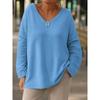 QICED Women's Fashion Casual Solid Color Print Long Sleeve V Neck Blouses & Shirts