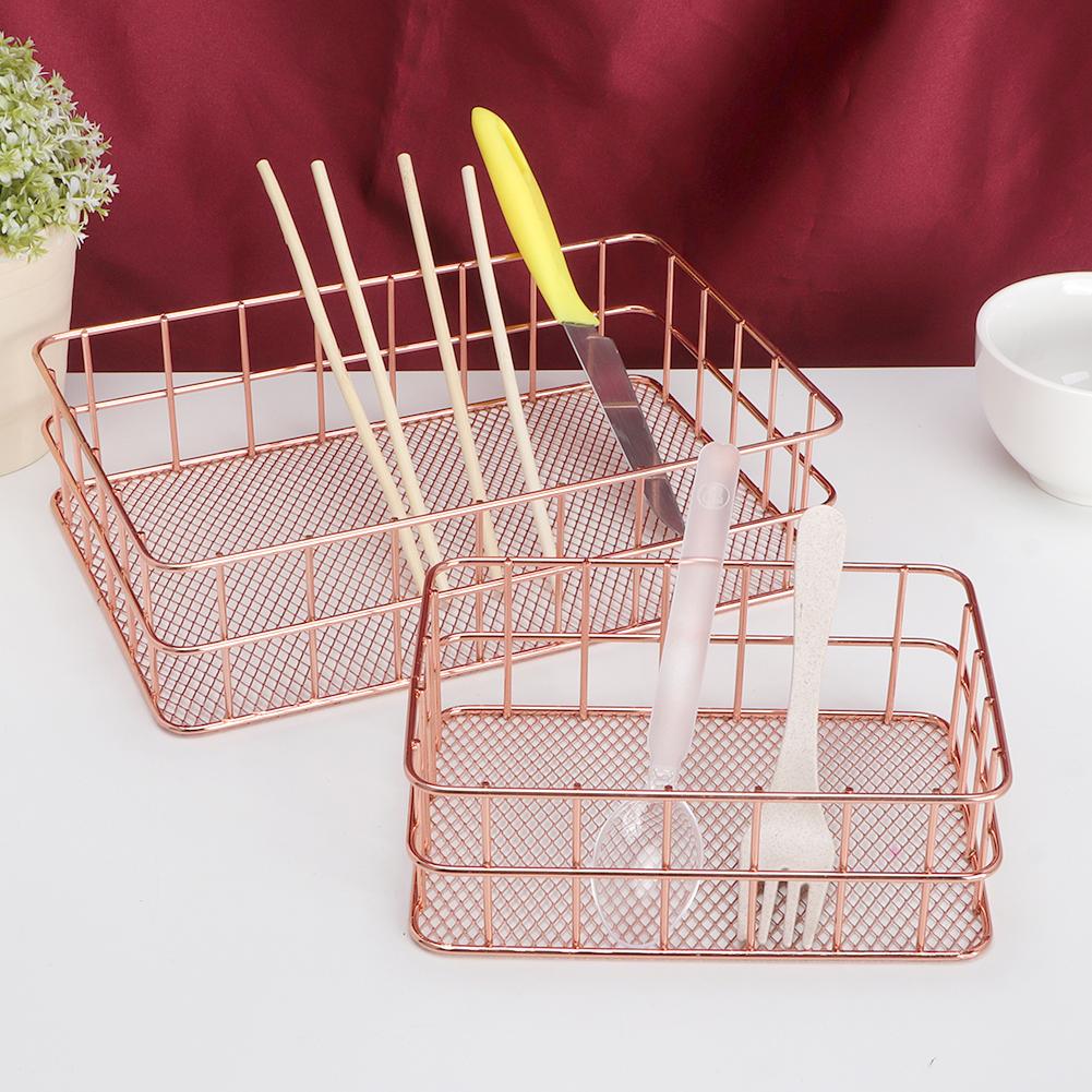 2pcs Multifunctional Household Iron Cosmetics Storage Fruit Holder Plate Container Basket Organizer
