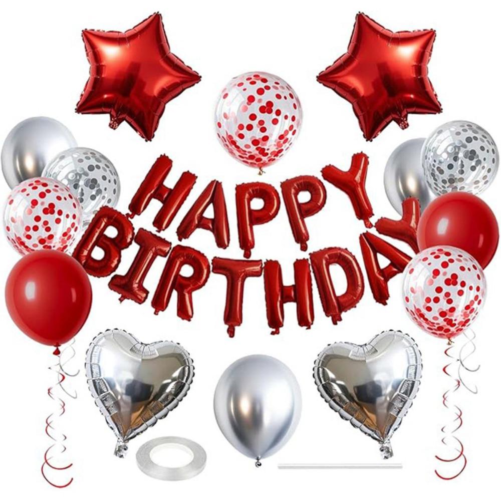 Latex/Aluminum Film Happy Birthday Balloon Garland Kit Heart Star Balloon Wall Backdrop  Birthday