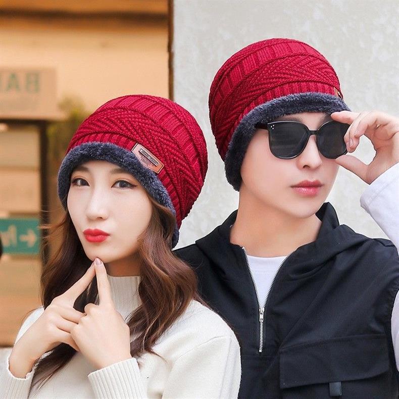 Winter Warm Hat Scarf Set for Men Women Thickened Velvet Outdoor Riding Hat Beanies Windproof Cold-Resistant Knitted Scarf Cap