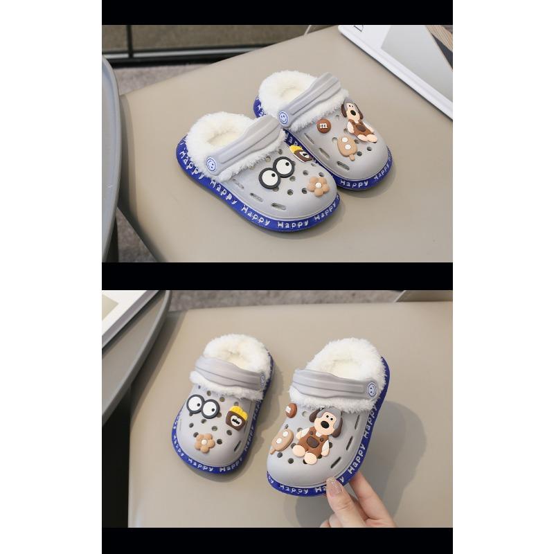 Odnímatelné, Dětské boty s roztomilým zimním teplem a plyšovými, hřejivými bavlněnými botami, bavlněné pantofle