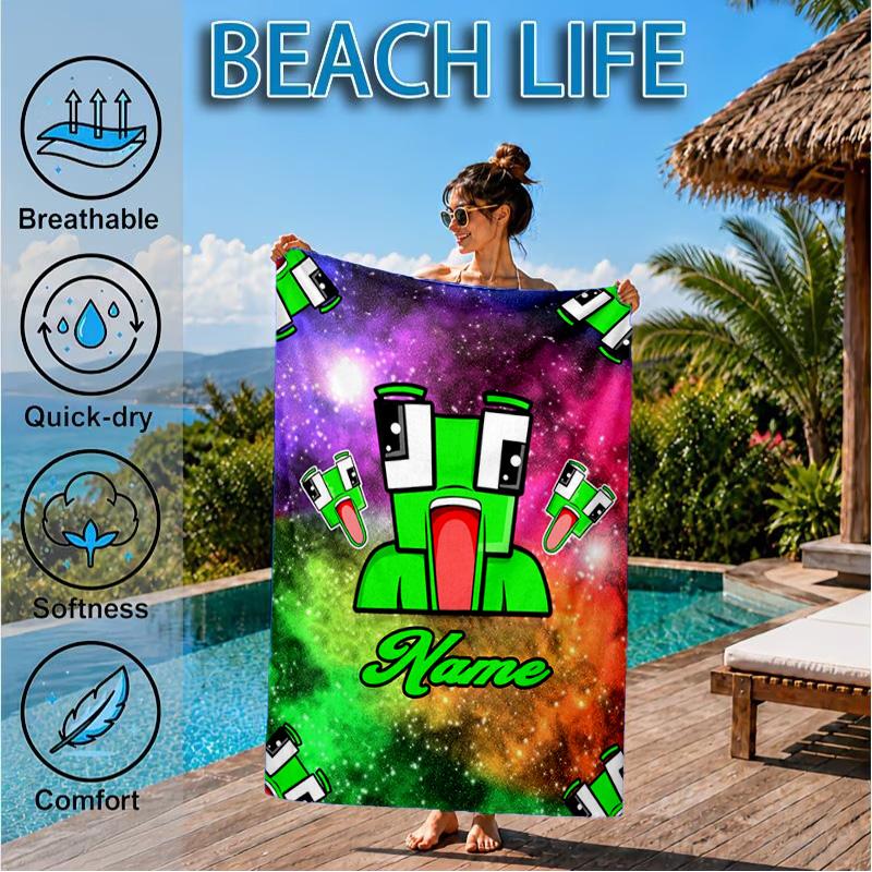 Custom Name Space Alien Un-speakable Beach Towel Microfiber Beach Towel, Lightweight and Quick-Dry, for Summer Travel, Swimming Pool Gift