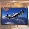 Vintage P51 Metal Tin Sign Retro American Fighter Plane Wall Art for Living Room Bedroom Cafe Bar Garage Decor