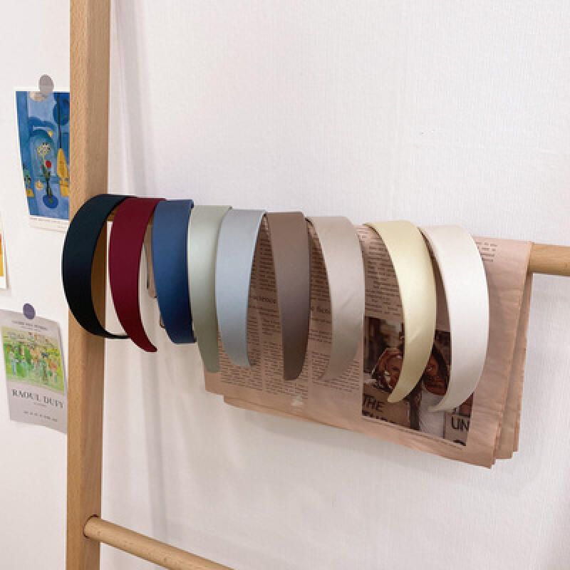 9-color simple plain satin headband hairband Burgundy