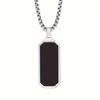Elegant Men's Stainless Steel Necklace with Sleek Black Pendant - Geometric Design, Non-Magnetic