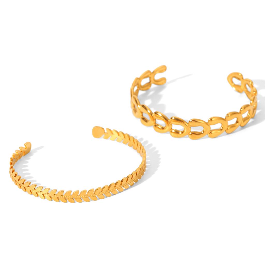 18k Gold Jewelry Stainless Steel Open Bangle Light Luxury Hand Jewelry Versatile Non-fading Titanium Steel Accessories