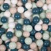 Kiddymoon plastikowe piłeczki 7cm ciemny turkus-pastelowy beż-biały-mięta 200 zabawka zestaw kulek