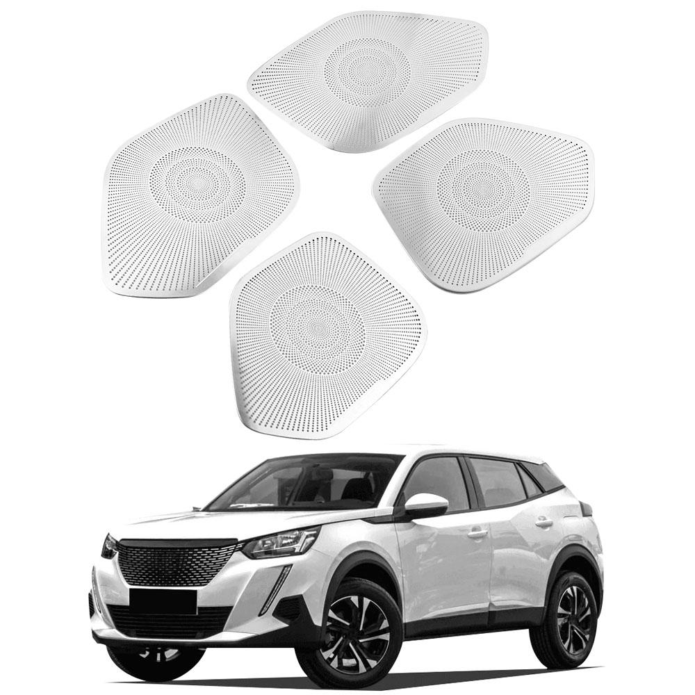 For Peugeot 2008 2019-2025 E2008 2020-2025 Accessories Door Speaker Cover 4Pcs Stereo Audio Trim Decoration Sticker Interior