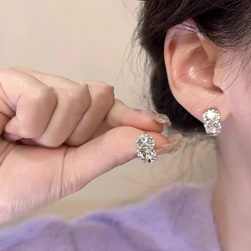 korean style light luxury fashion multifunctional earrings for women s fashion earrings zirconia Zircon белый