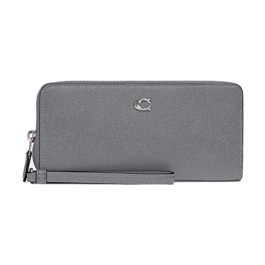 

Coach Continental Wallet 21 Gold Logo Crosshatch Zip Leather Coin Purse Clutch Women wallet Gray Blue C7184-LHN19 Gray Blue