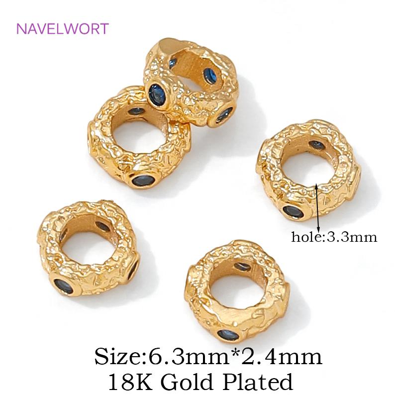 

Beads Separators 18K Gold Plated With Blue Zircon Spacer Beads For Jewelry,Separators For Bracelets,DIY Jewelry Making Materials 5 Pieces
