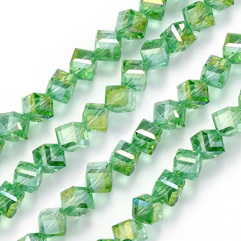 4-8mm Cube Crystal Glass Beads for Jewelry Making Faceted Square Crystal Glass Beads for Bracelet Earring Necklace DIY Craft