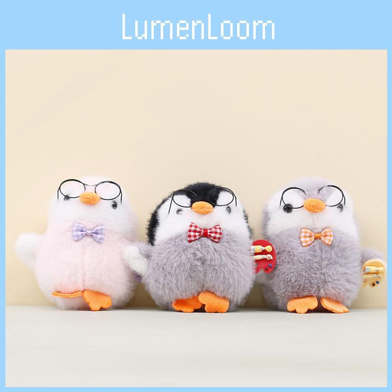 Little Plush Penguin Keychain With Glasses Designed With A Checkered Bow Tie