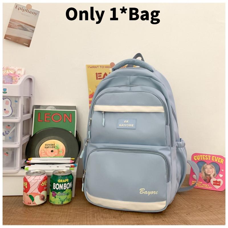 

Bayore Letter Pattern Backpack Multi Compartment Ergonomic Casual Schoolbag Blue