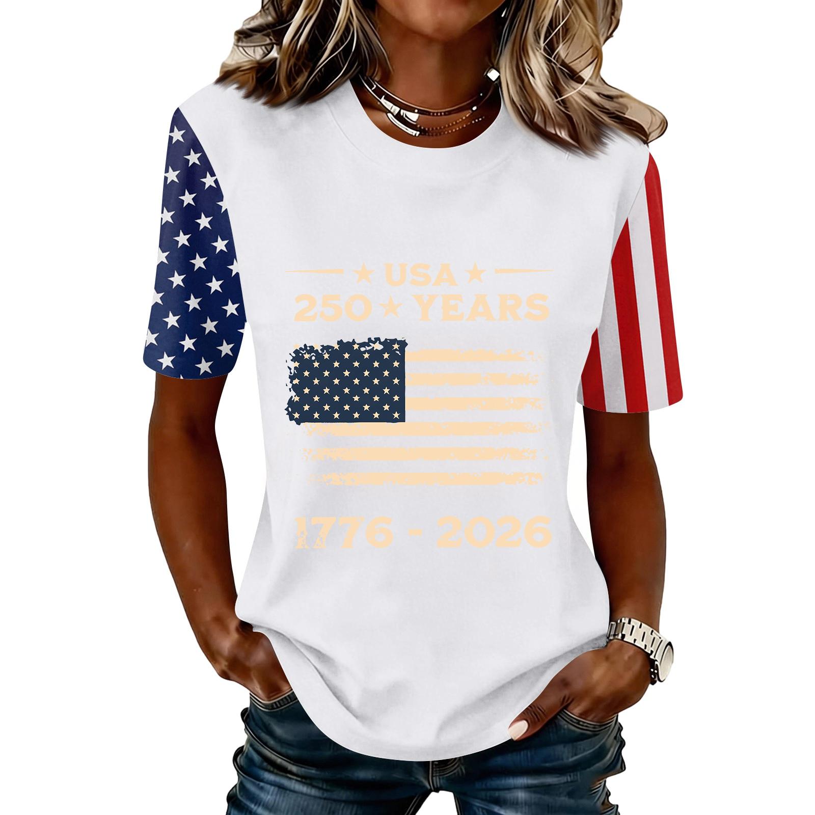 

Women s Fashionable Casual Short Sleeve Print Round Neck Pullover Top XL білий