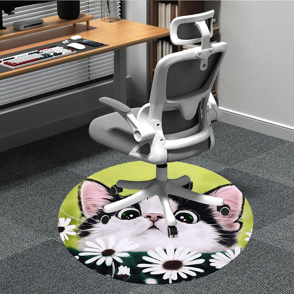 

1pc Kitten Flowers Carpet for Office, Non-slip, Soft and Durable Office Rug, Perfect for Office yy260128080 80cm by 80cm