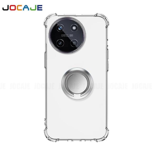 Ringstativ gjennomsiktig veske for OPPO Realme 11 4G 11X Pro Plus Holderbrakett Støtsikker gjennomsiktig myk TPU silikonbeskyttende telefonbakdeksel