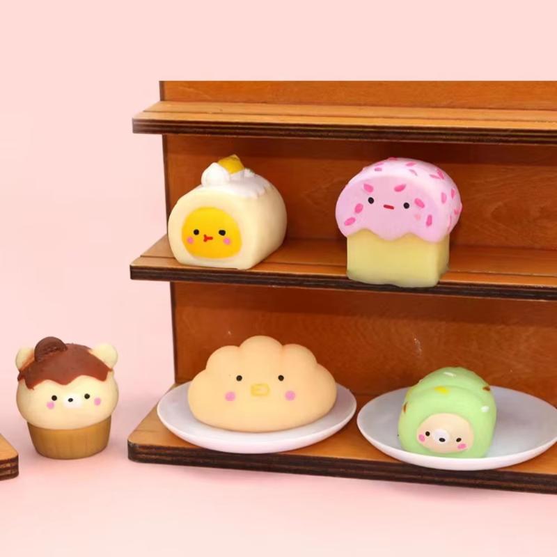 Random Soft Squeeze Dessert Blind Box Kawaii Croissant Shape Stress Relief Toy Independent Pack for School Reward Gifts