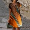 Tie Dye Regenbogenprint Damenkleid Elegant Süß Lässig Kurzarm V-Ausschnitt A-Linie Kleid Sommer Mode Oversized Kleidung Damen