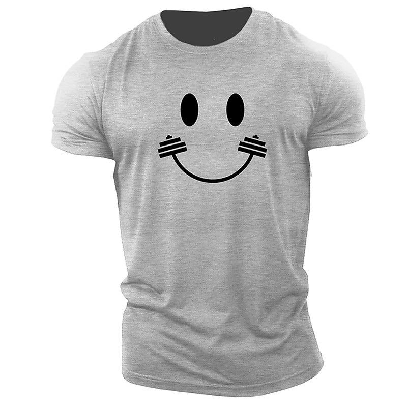 Men s Gym Workout Graphic T-Shirt with Barbell Face Design S