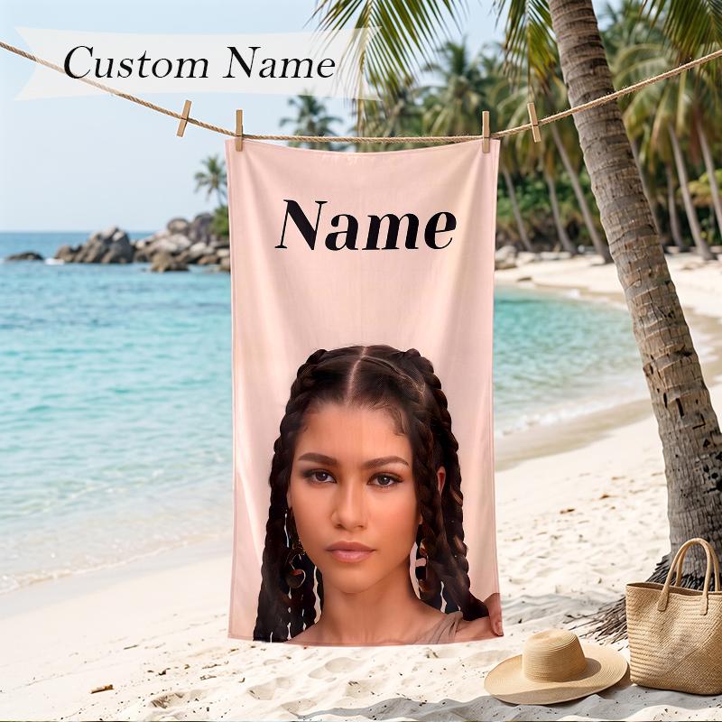 Zendaya Custom Name Printed Beach Towel Personalized Soft Towel For Swimming Beach Travel