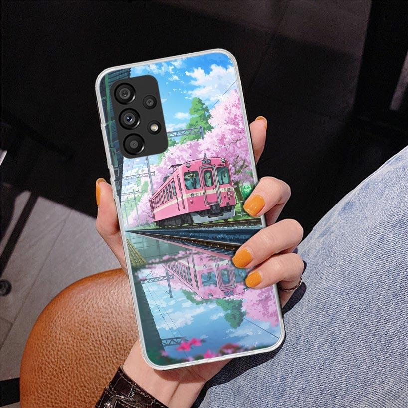 Retro Japanese Sakura Train Phone Case For Samsung Galaxy A52 A32 A22 A12 A51 A31 A50S A30S A20S A10S Note 20 Ultra 10 Plus S10