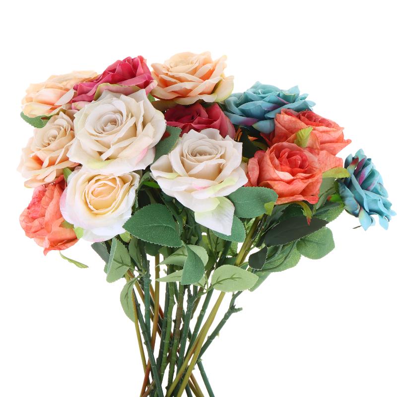 3Pcs Artificial Rose Flower Single Stem Fake Rose For Proposal Wedding Bouquet Home Party Table Centerpiece Decoration