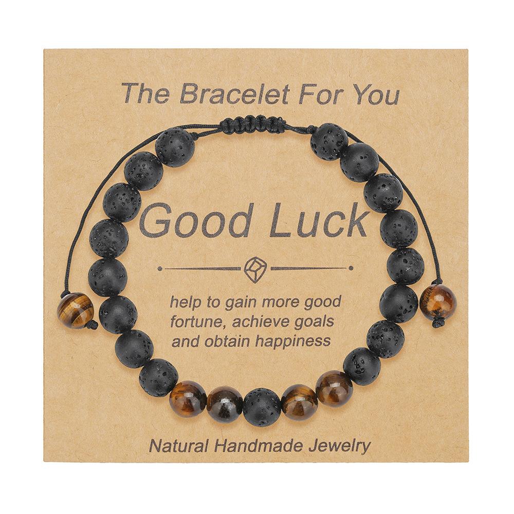Tiger Eye Lava Stone Bracelet Energy Volcanic Rock Hand Woven Adjustable Unisex Bracelet 2