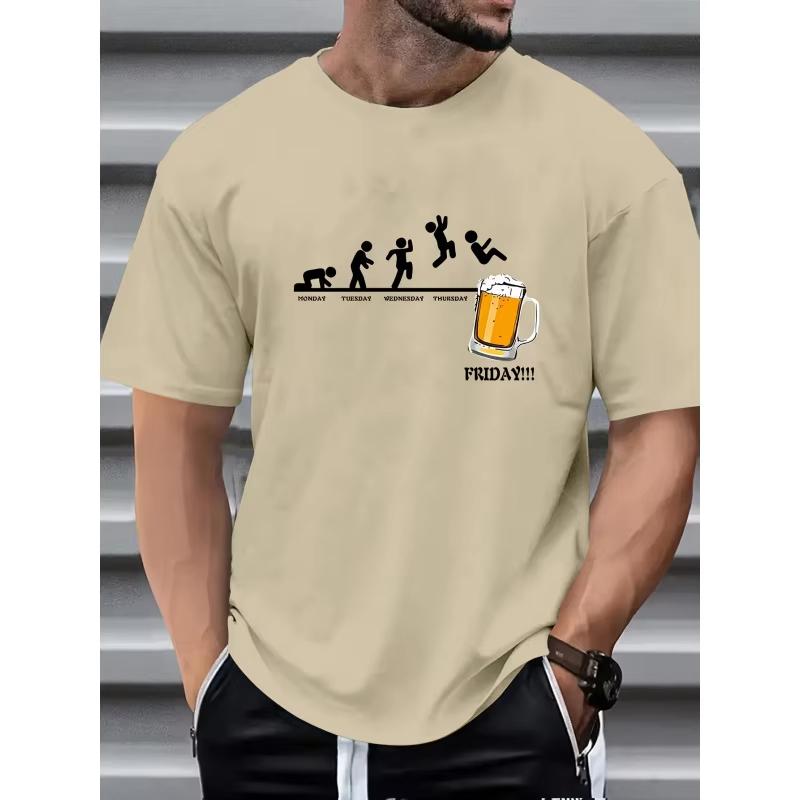 Unisexs Beer Pattern Printed Casual Crew Neck Tshirt Friday Very Suitable For Casual Wear Unisexs And Unisexs 2026 Summer T Shirt