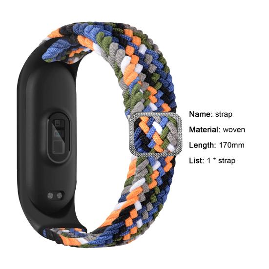 Uhrenarmband, elastisch, verstellbar, geflochtenes Nylon, 14 mm, Armband für Xiaomi Mi Band 3/4/5/6/NFC