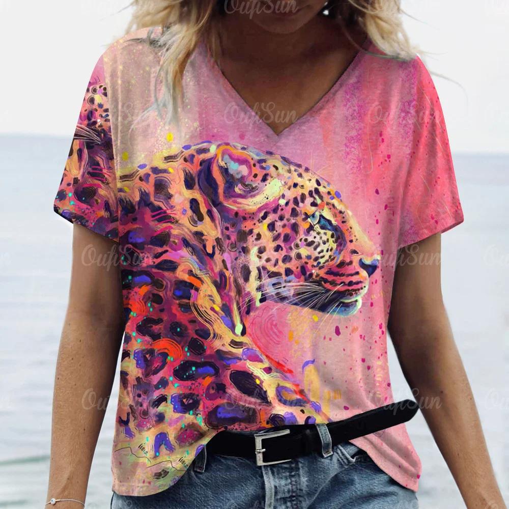 Women's T-shirt Tiger Lion 3D Printed Short Sleeve  T-Shirt for Women Tops Summer Breathable  T-Shirt