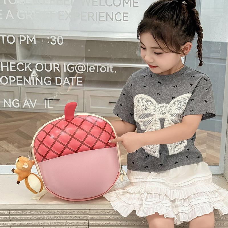 Acorn Cute Cartoon Shaped Children Backpack For Education Use With Doll Pendant