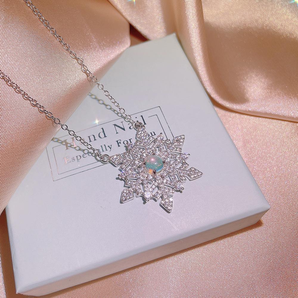 

Серебряный Новый Снежинка Сверкающий Циркон Открытое Кольцо Ожерелье Серьги-пусеты Набор Женские Вечерние Свадебные Украшения Рождественский Подарок resizable&45cm